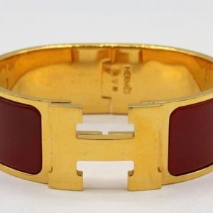 Hermés Gold Clic Clac H Bracelet Rouge